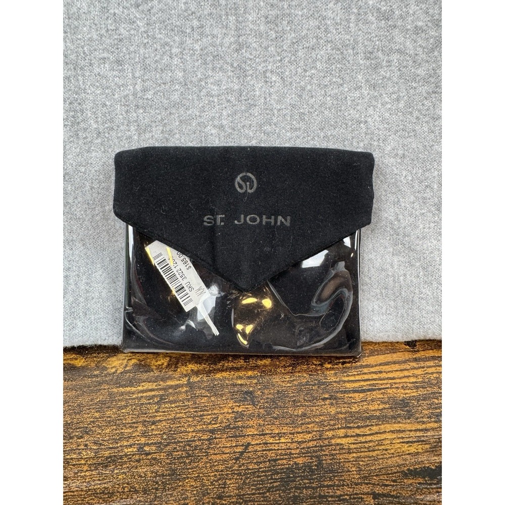 Vintage St John Envelope Dust bag Jewelry Pouch Clear Plastic Cover Logo Black